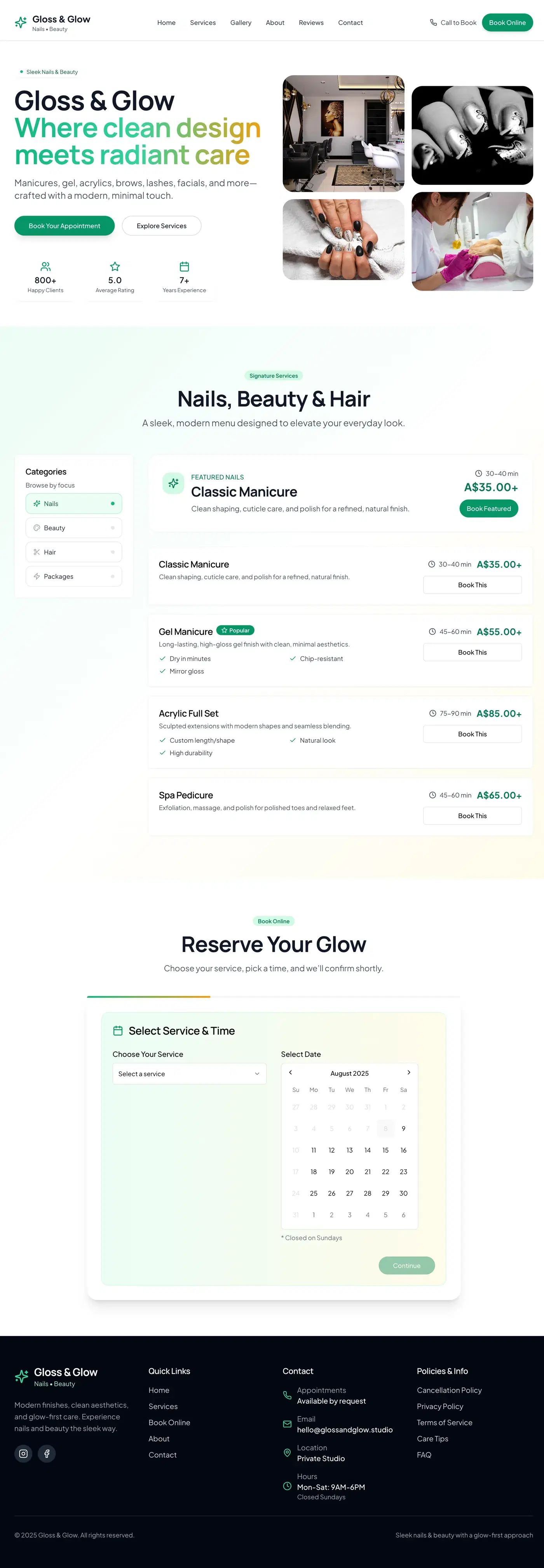 Gloss & Glow - Nail salon website we built